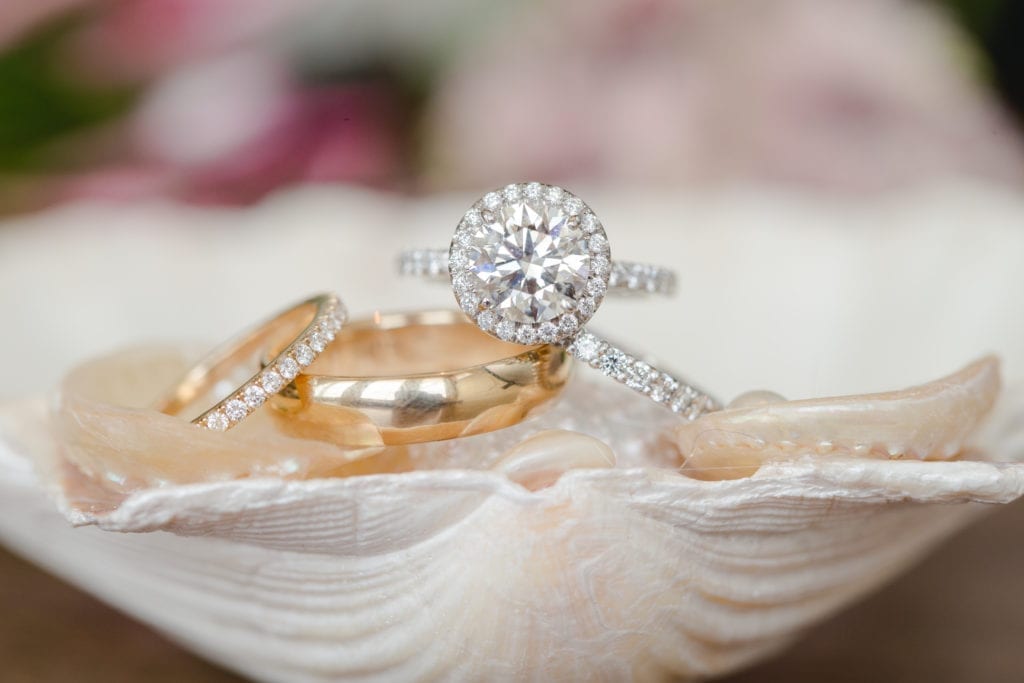 classic pink nj wedding, engagement rings