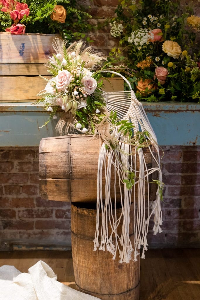 wine barrel rustic wedding decor, floral wedding reception inspiration 