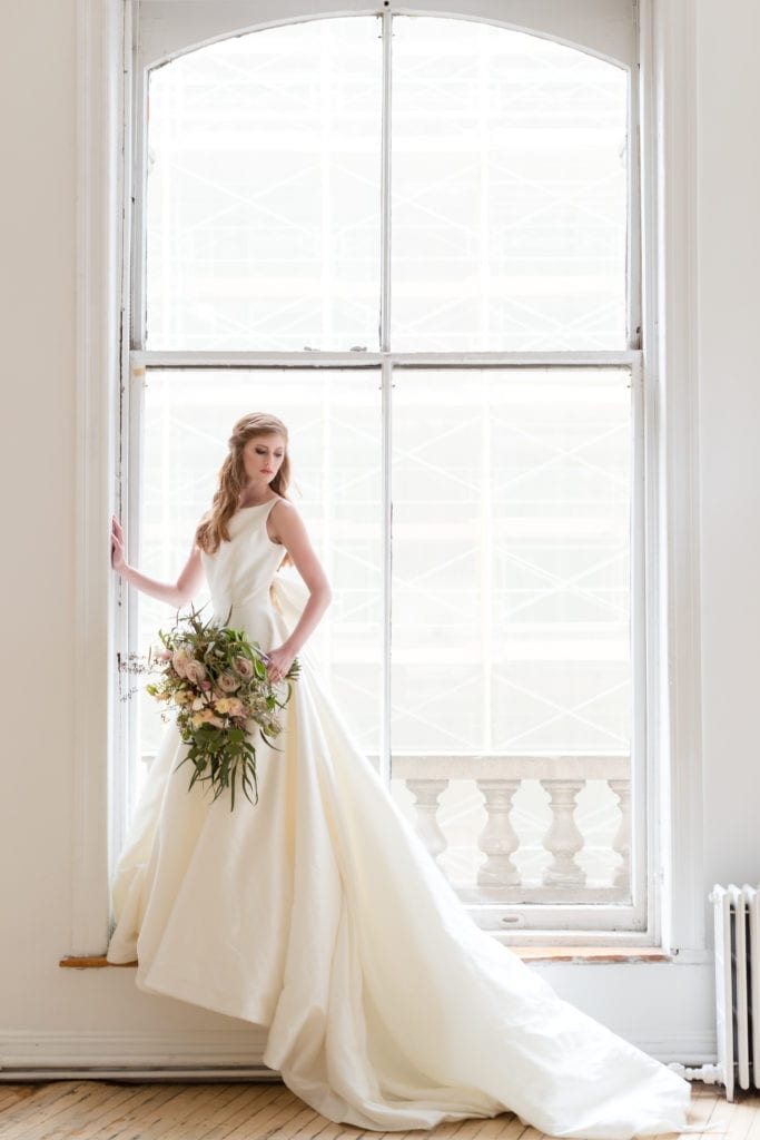 classic wide hemline wedding dress, natural light wedding photography