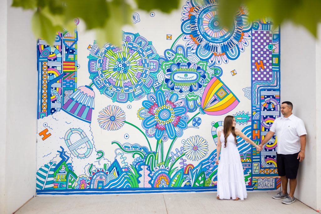 Creative fun mural wall engagement shoot in Austin, Texas. Photos by Austin Texas Photographer Vanessa Joy Photography