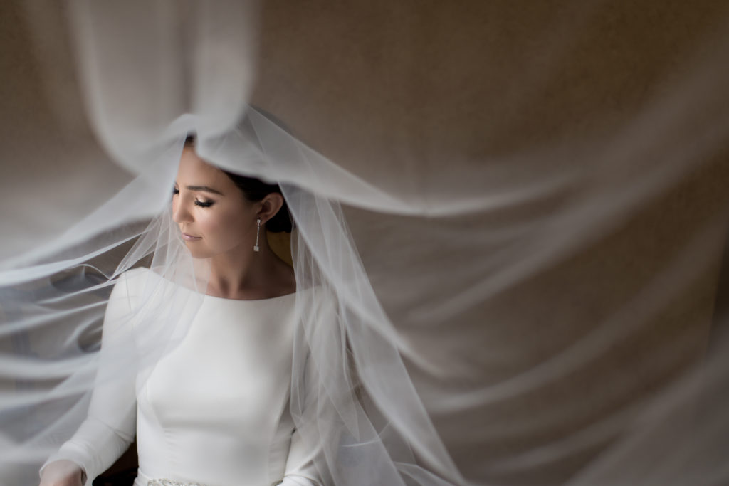 creative Bride veil portrait. Photo by Vanessa Joy Photography