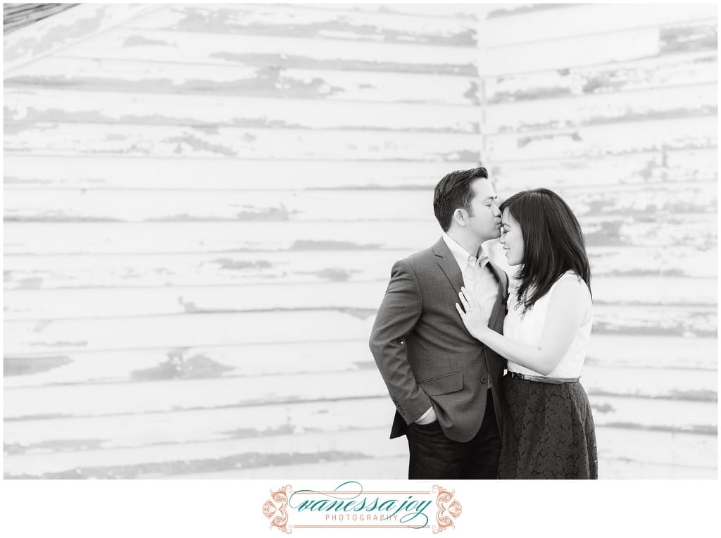 black and white engagement photo