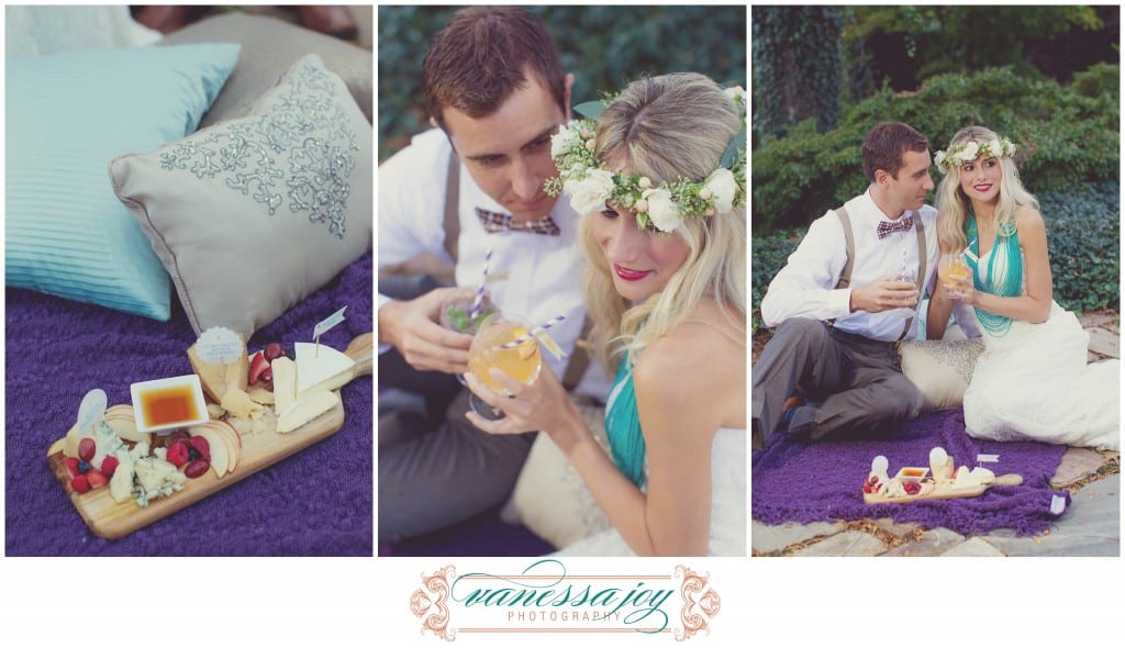 teal and purple wedding inspiration, floral wedding crown