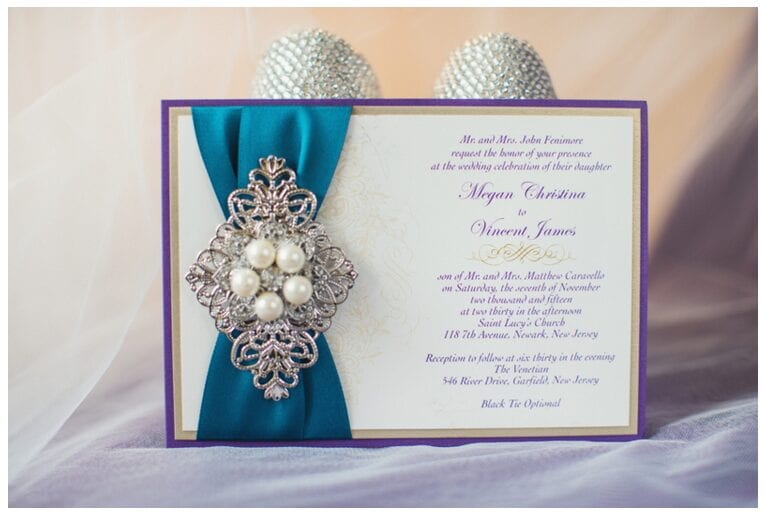 Peacock inspired wedding theme, luxurious NJ wedding, unique stationery, elegant invitation ideas