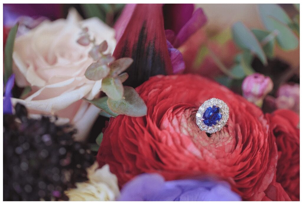 vintage engagement ring, blue engagement diamond