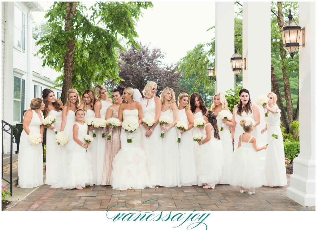 all white bridal party photos