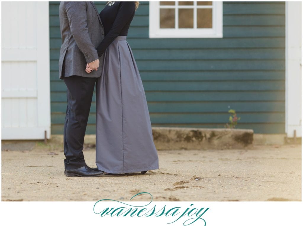 rustic NJ engagement, black and gray engagement outfits