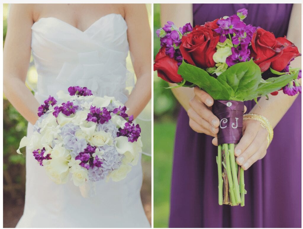 purple and red wedding flower inspiration, glen island harbour club