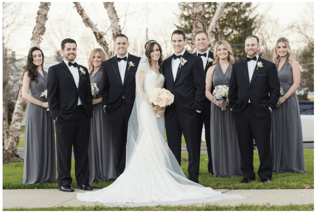 Black-Tie New Jersey Estate Wedding, gray bridesmaid dresses 