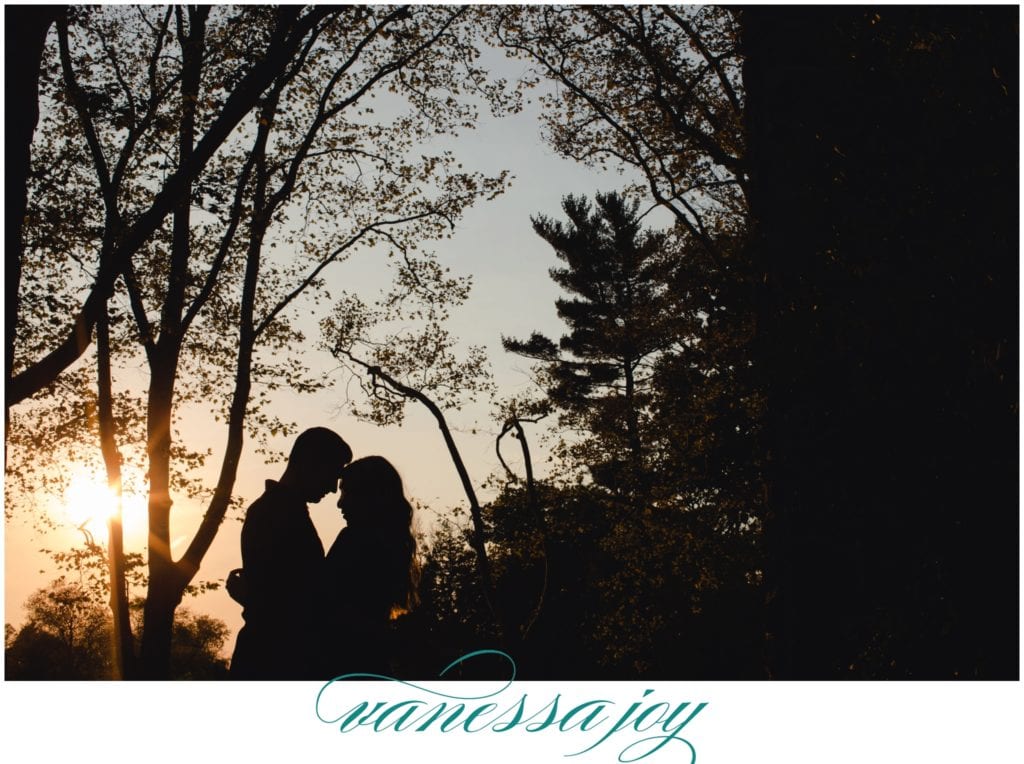 fall engagement photos in New Jersey, silhouette photos