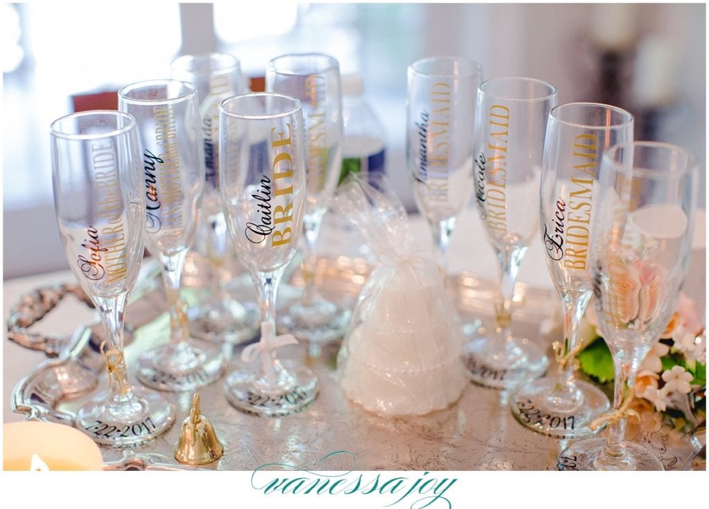 custom bride and bridesmaid champagne flutes