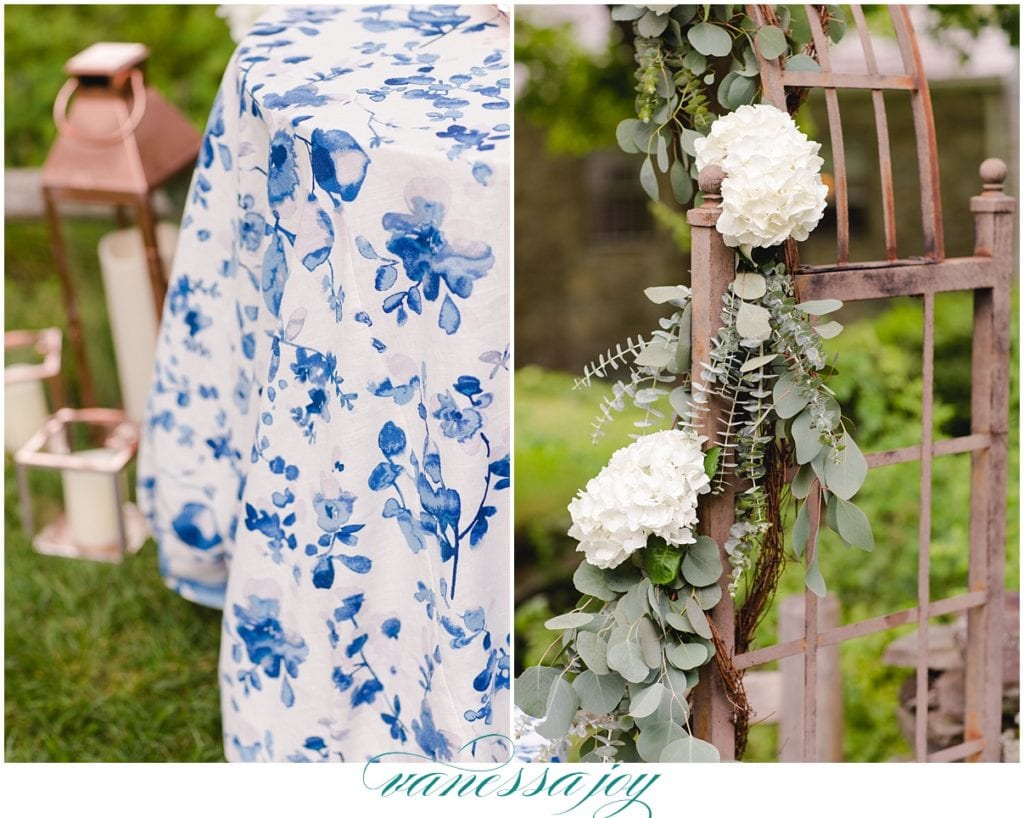 unique wedding details, floral wedding table clothes