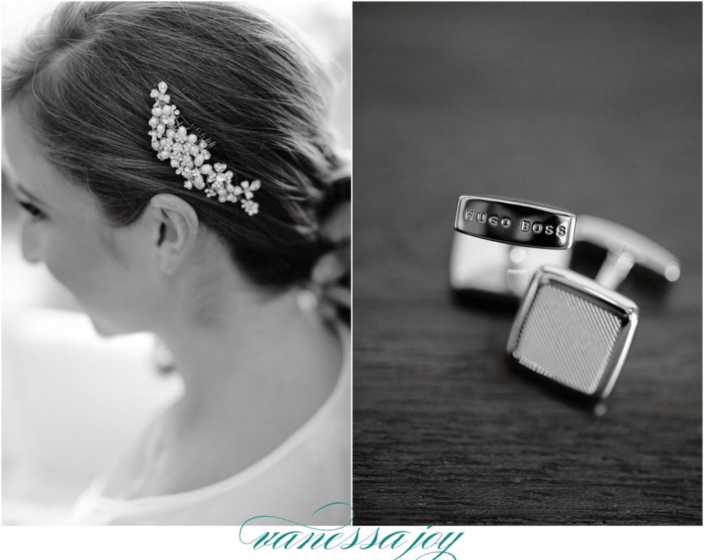 custom wedding cufflinks, soft waves hair accessory