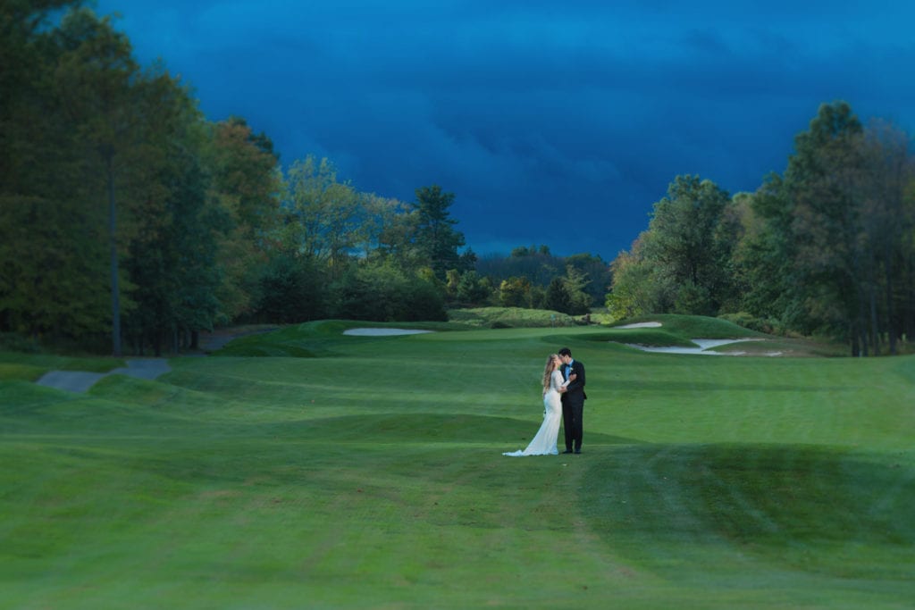 portrait of bride and groom, wedding at fiddler's elbow country club