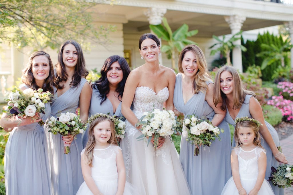 bridal party, lavender bridesmaids dresses