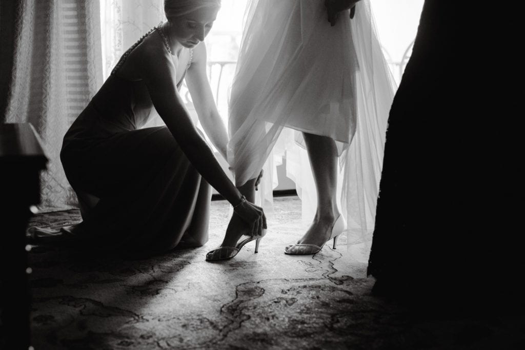 stuart weitzman wedding shoes, black and white wedding photography