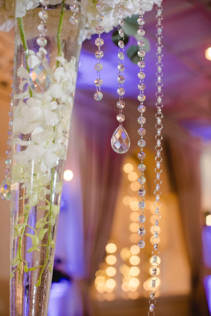 wedding decor, crystal details
