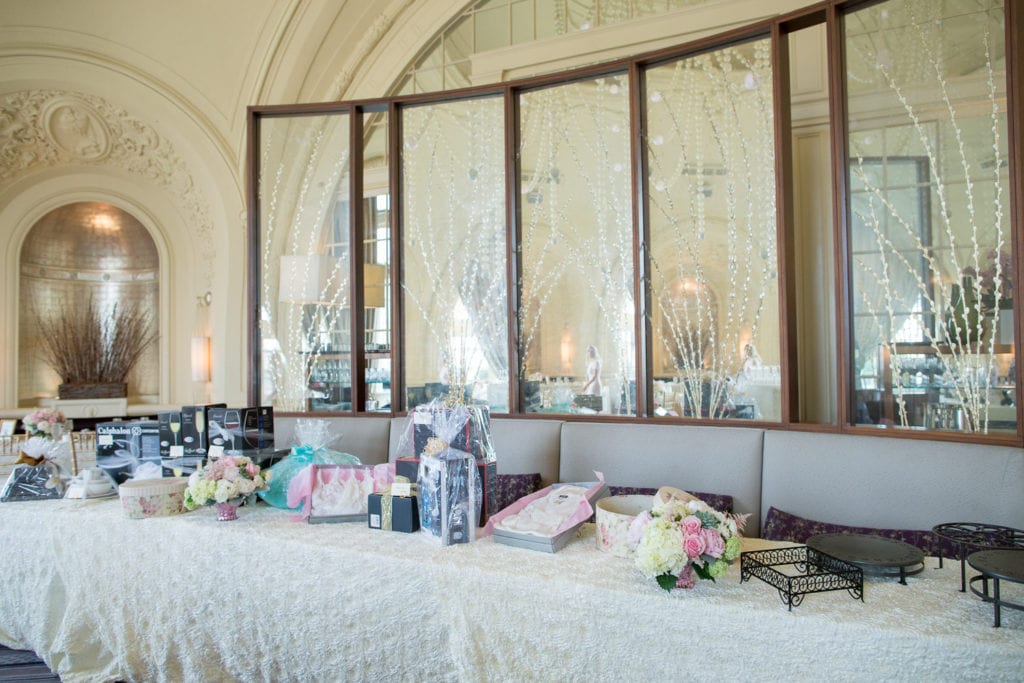 bridal shower gift table, bridal shower venue, the bellevue philadelphia