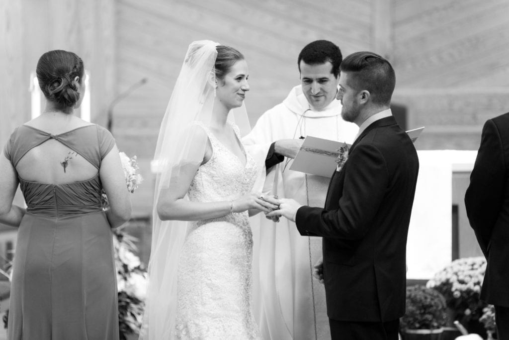 black and white wedding photography, bride and groom, wedding ceremony photography