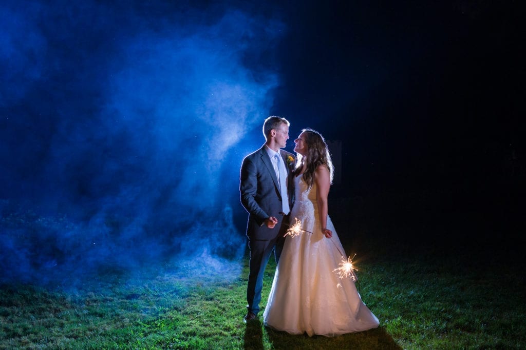 The Inn at Barley Sheaf, Nighttime wedding photographer, wedding sparklers