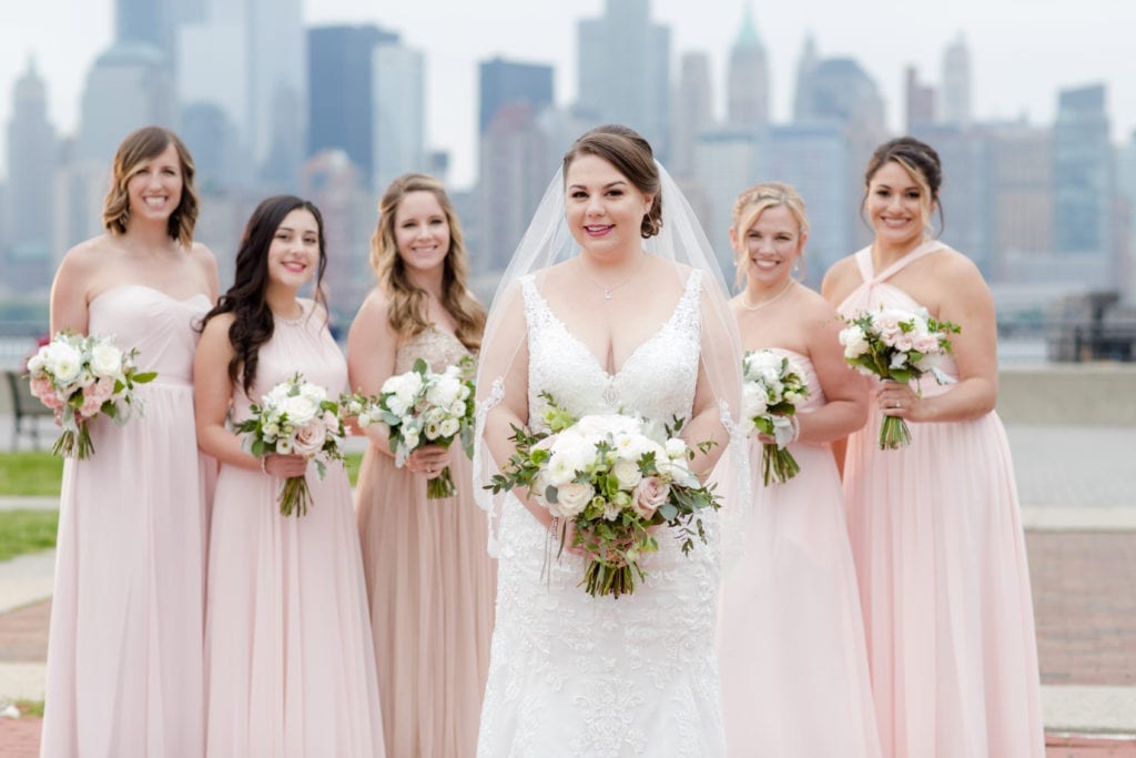 bridal party photography, nyc skyline