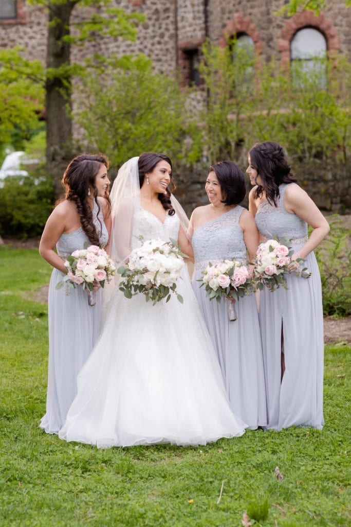 allure couture wedding gown; davids bridal; one shoulder bridesmaids dresses