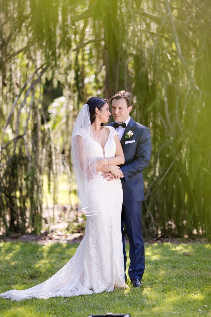 Mikaella Bridal gown, elegant garden wedding