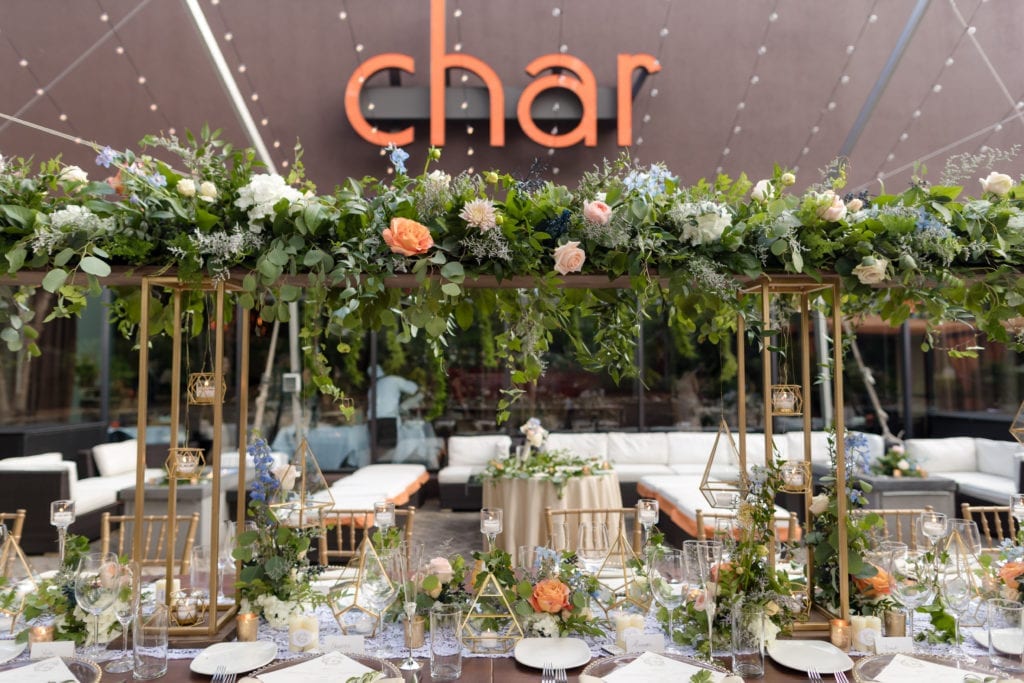 char steakhouse wedding, garden wedding decor 