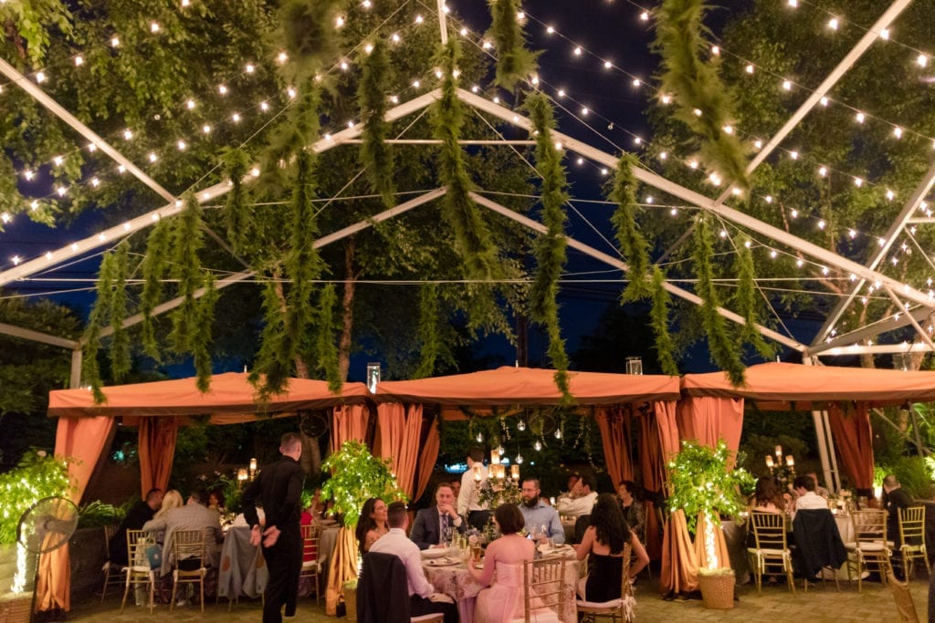 nighttime elegant garden wedding, nj wedding photographer