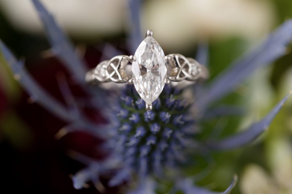 Marquise diamond engagement ring, vintage engagement ring 