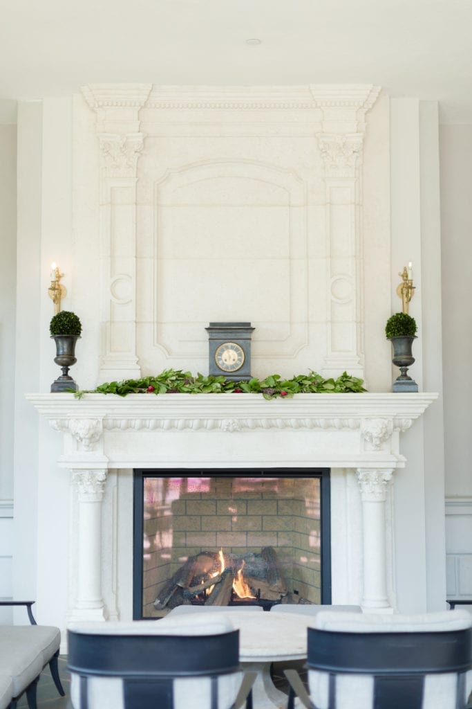 fireplace at Park Chateau wedding venue