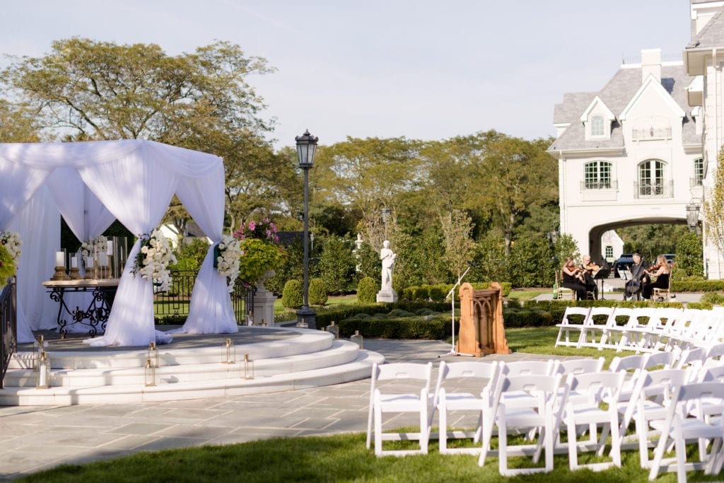 park chateau wedding ceremony outdoor round seating setup