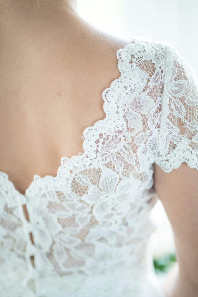 bridesmaids dress scallop detail. sleeved bridesmaid dress