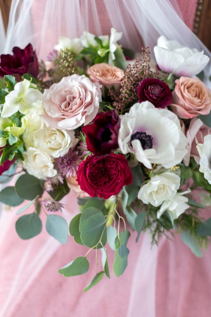 Pink red and purple wedding flowers by Cassandra Shah Flowers and Event Design