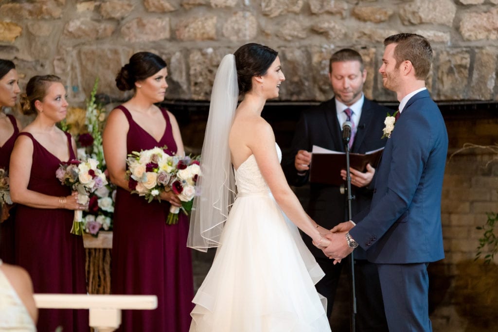 reading of the vows at wedding ceremony