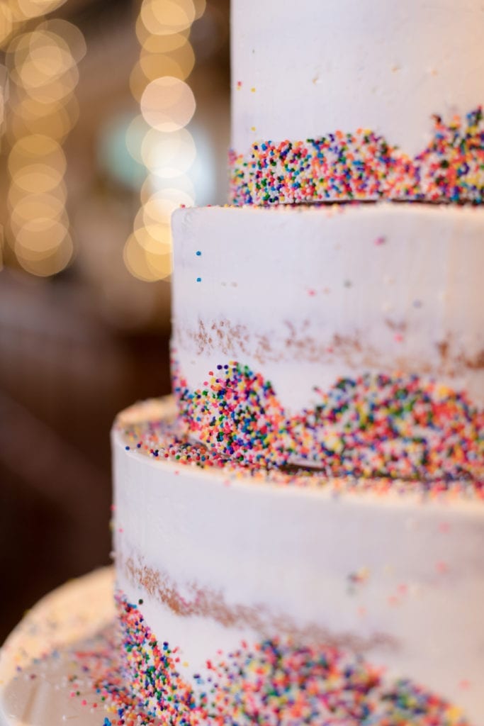 details of sprinkle wedding cake
