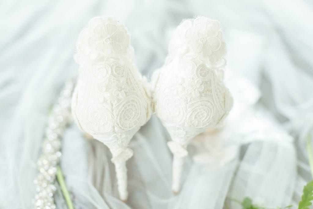 white lace embellished vince camuto wedding shoes