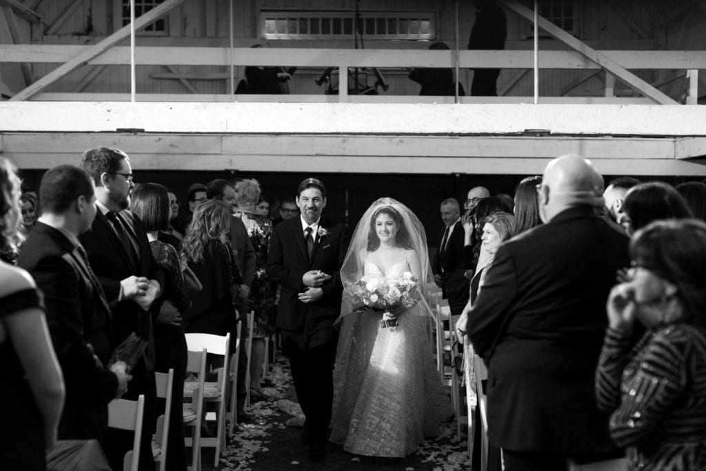 black and white photo of wedding procession