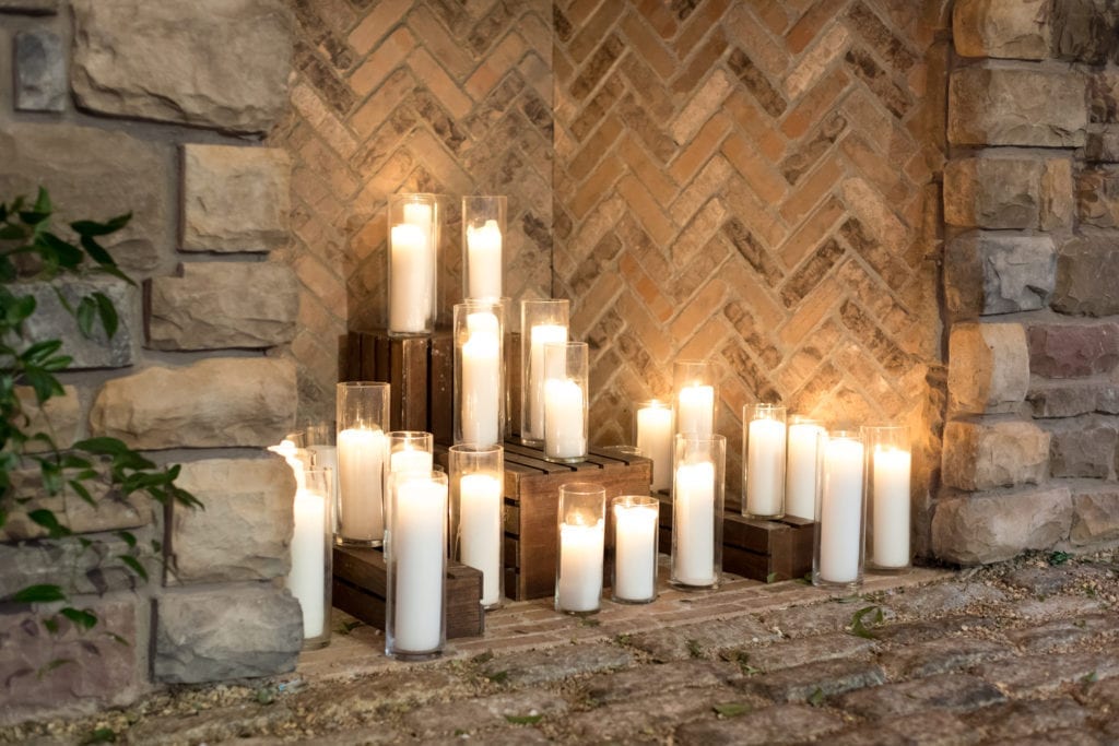 votive candles at ashford estate wedding ceremony