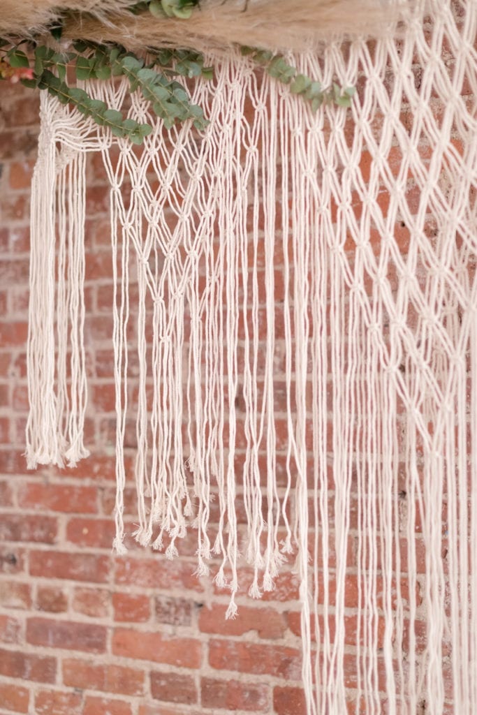 macrame tapestry for rustic wedding, new jersey wedding photographer