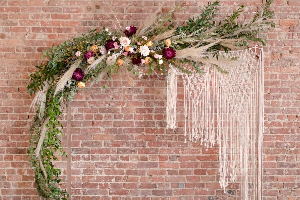 floral tapestry decor, rustic wedding decor inspiration