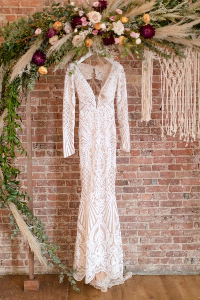 long sleeve lace wedding dress, boho nyc bride