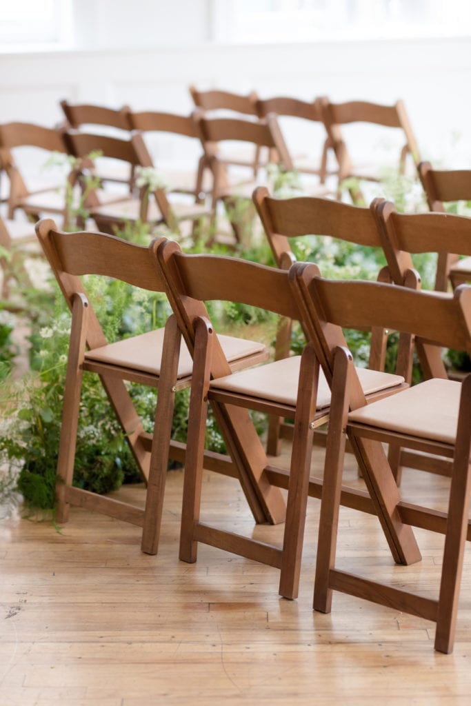 simple rustic chair setup for wedding, boho wedding ceremony setup