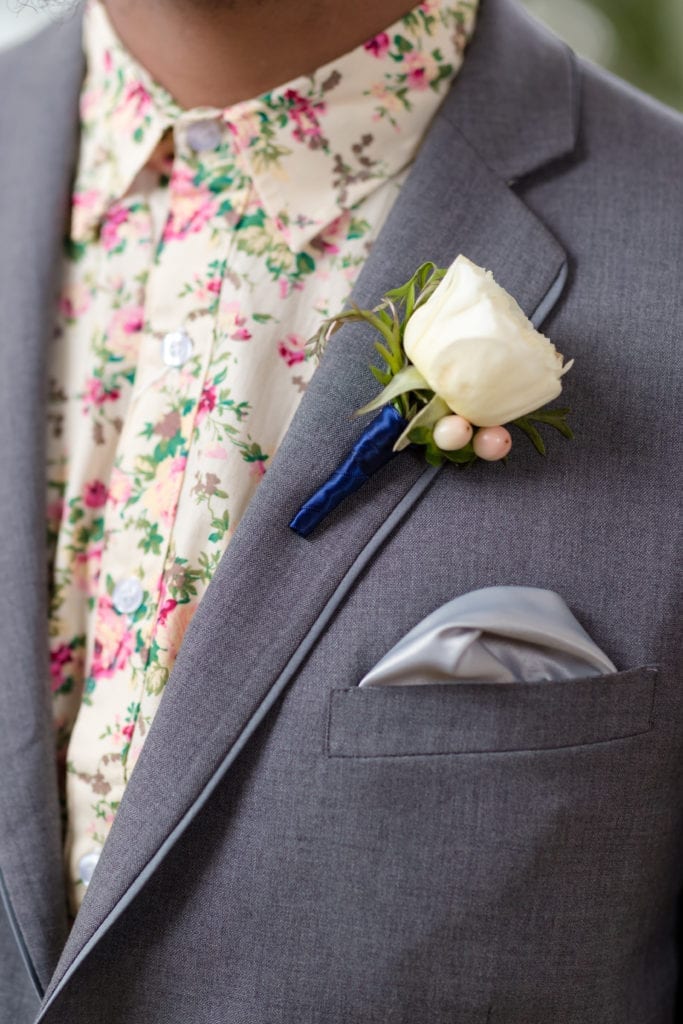 rose boutonniere, men's boho wedding ideas