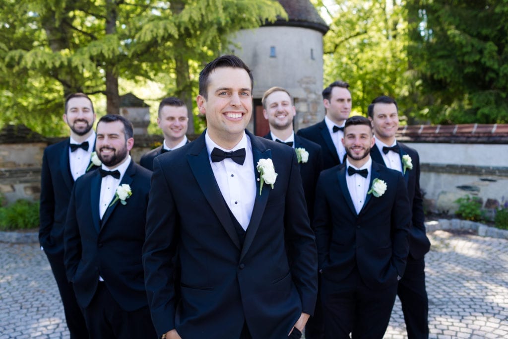 groom and his groomsmen, hollywood bridal tuxedos