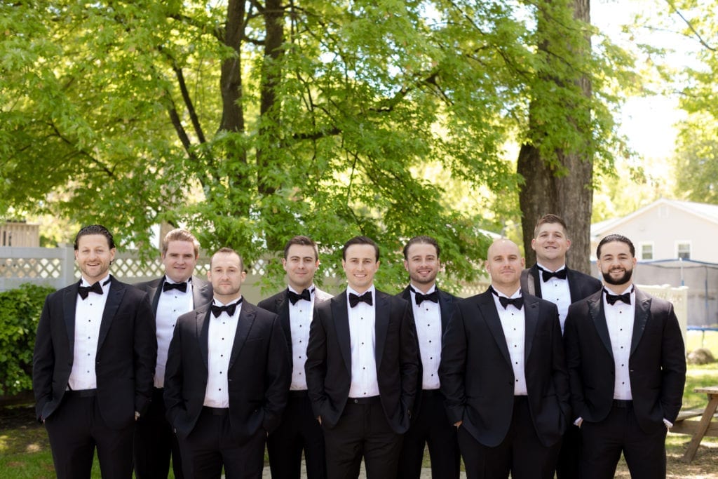 groom and groomsmen, Corneliani tuxedos from Sal Lauretta's Men Shop