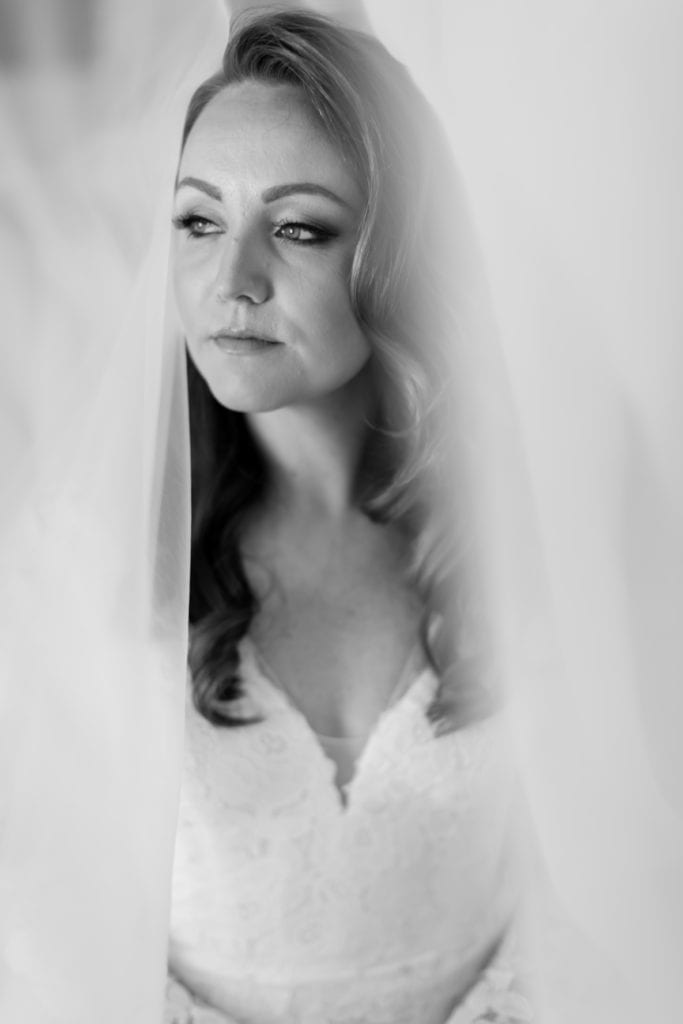black and white up close shot of the bride, new jersey wedding photographer