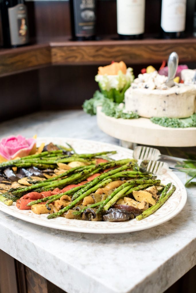 wedding reception food, asparagus and veggies