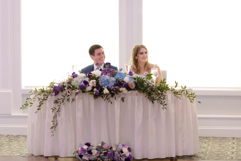 bride and grooms sweetheart table, bloom florals new jersey