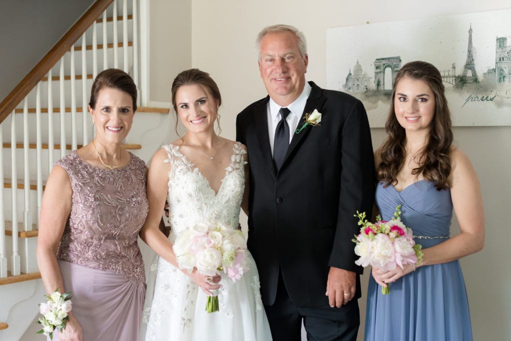 bride and her family on wedding day, family wedding photography